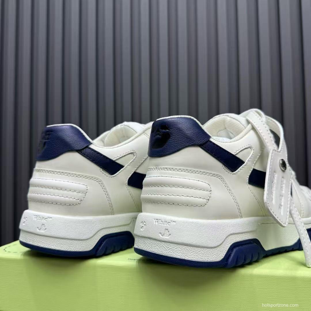 2025 Unisex Off-White White Navy Leather Sneakers KFY00310