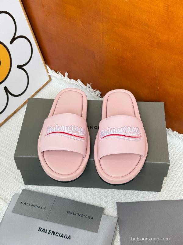 2025 Balenciaga Pink Rubber Slippers