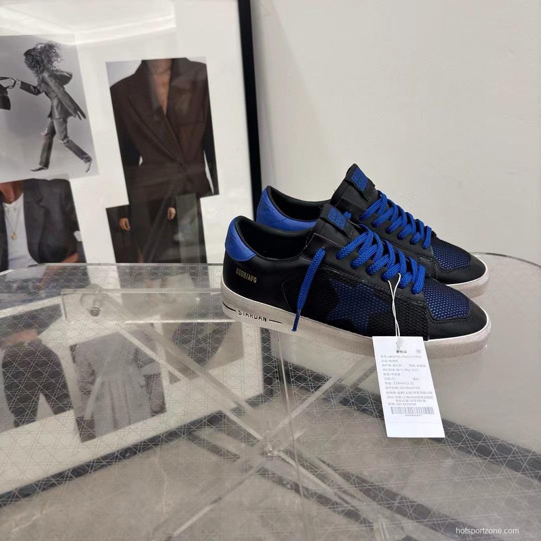 2024 Unisex GGDB Black Blue Leather Mesh Low Top Sneakers MJ00260