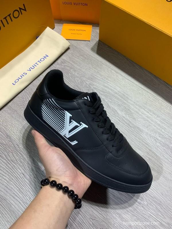 2024 Unisex Louis Vuitton Black Leather Sneakers High Frequency Brand Totem MJ00380