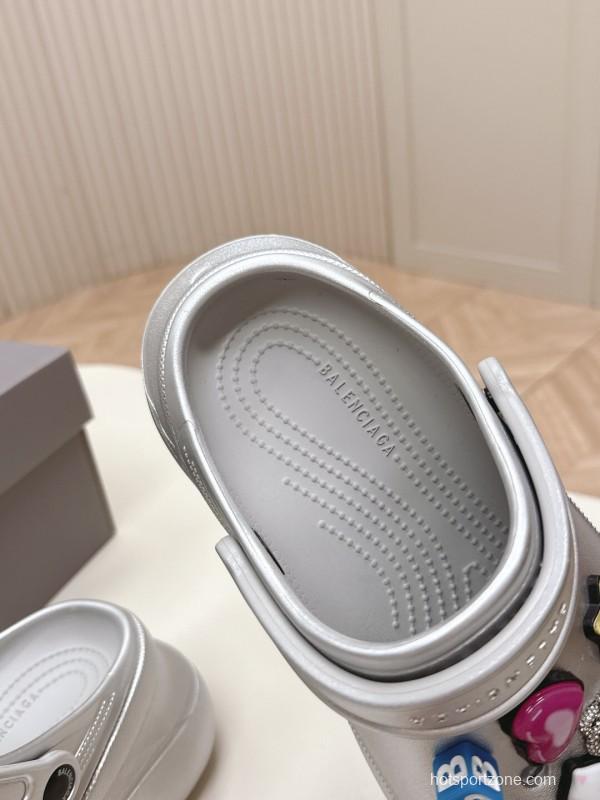 2025 Unisex Balenciaga Silver EVA Rubber Clog Embellished LY00330(F)/LY00340(M)