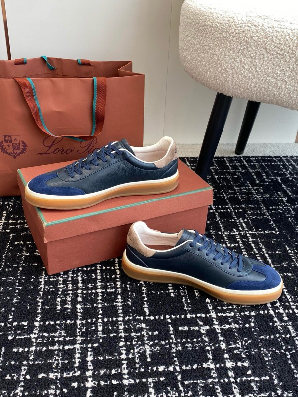 2024 Unisex Le Parmentier Blue Navy Leather Suede Plimsolls MJ00320