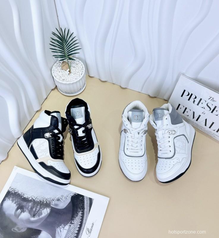 2024 Kids Dior White Grey Black Leather Canvas Sneakers