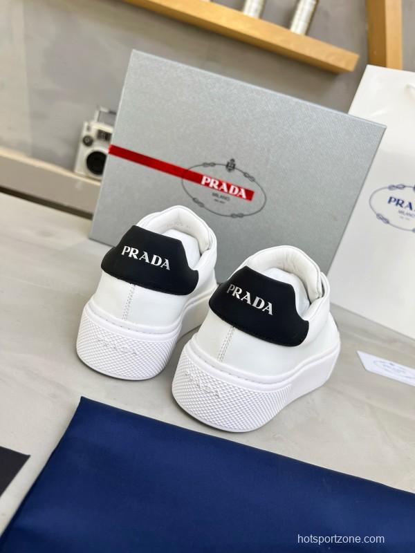 2024 Unisex Prada White Black Leather Sneakers MJ00310