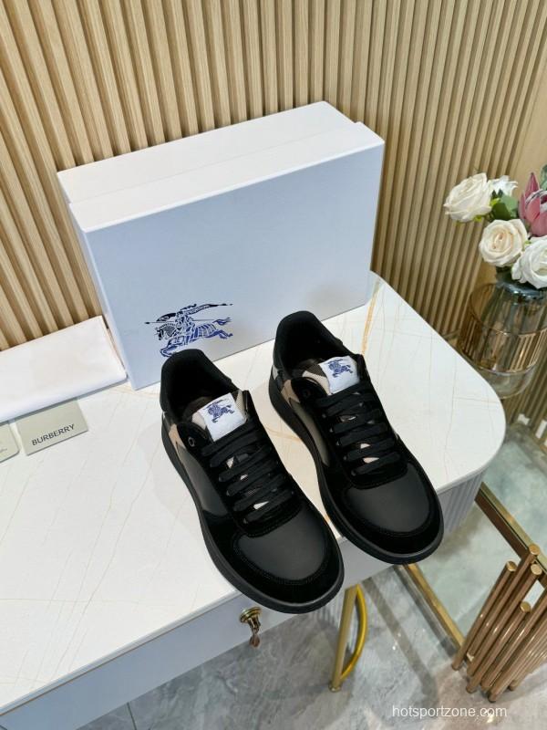 2024 Men Burberry Black Leather Sneakers MJ00320