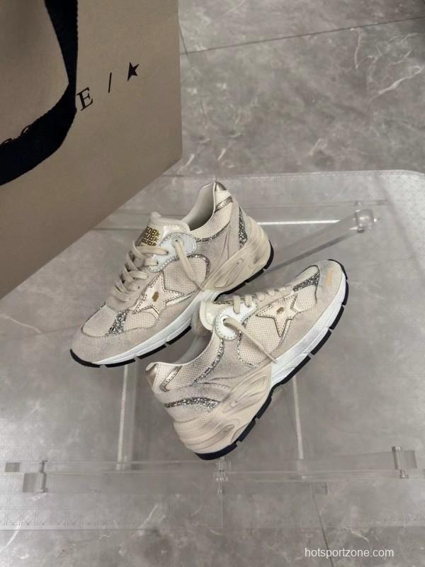 2024 Women GGDB Beige White Suede Mesh Sneakers