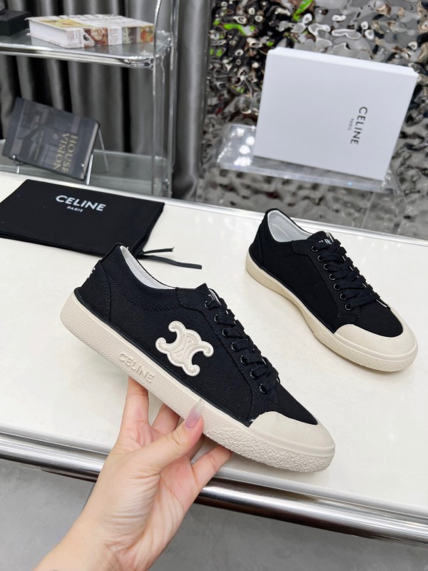 2025 Women Celine Black Canvas Sneakers LY00210
