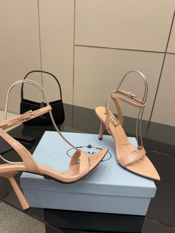2025 Women Prada Nude Leather Sandals