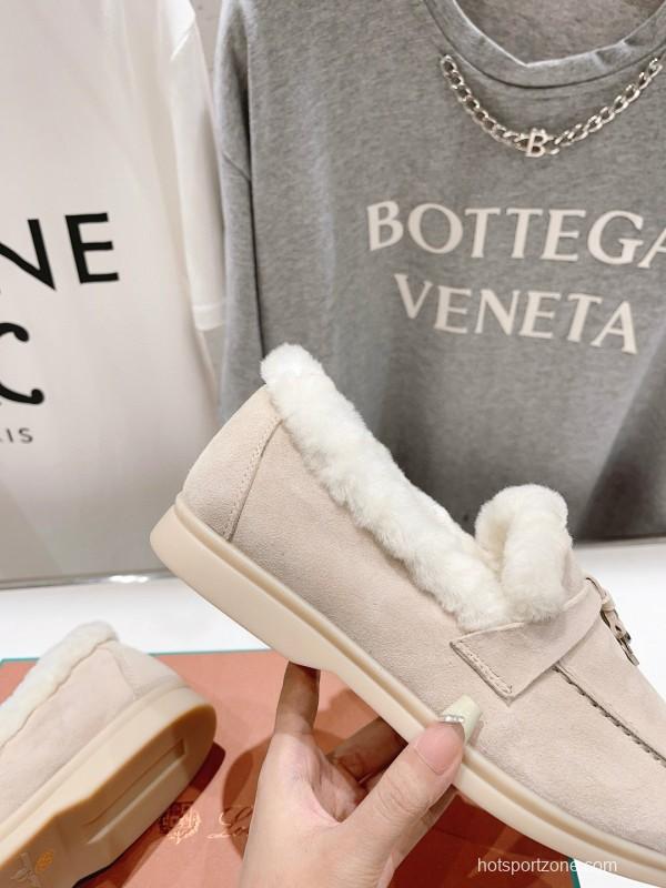 2024 Unisex Le Parmentier Beige Suede Sheepskin Loafers MJ00300
