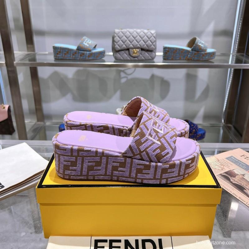 2025 Fendi Pink Canvas Slippers KFY00240