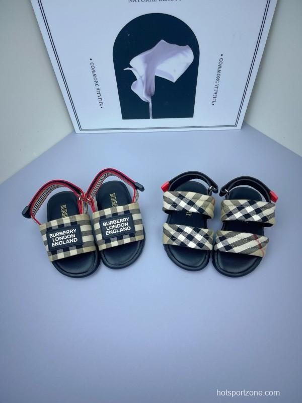 2025 Kids Burberry Beige Black Check Cotton Sandals