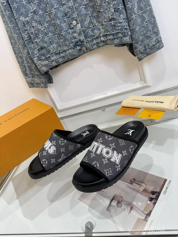 2025 LV Black Fabric Slippers LY