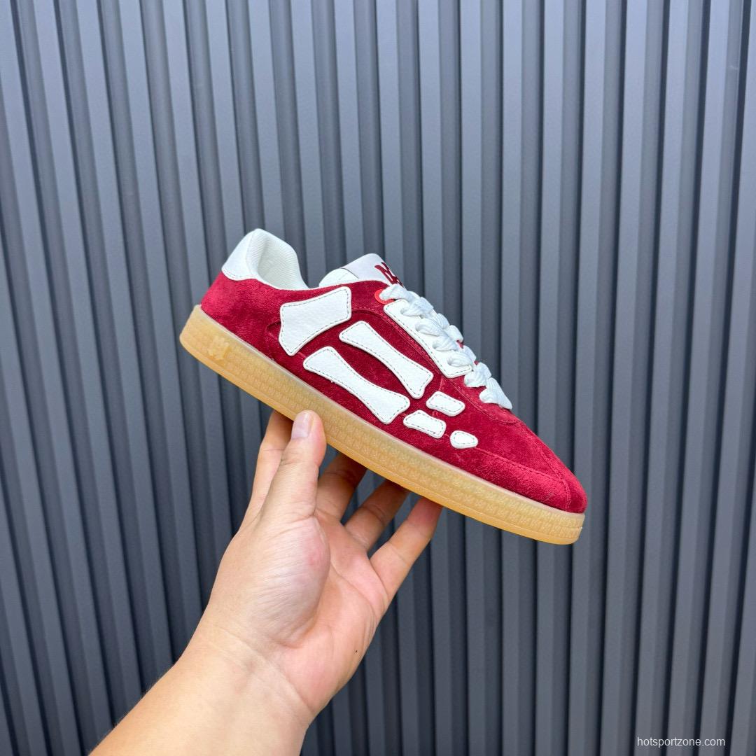 2024 Unisex Amiri Red White Suede Leather Sneakers MJ00300