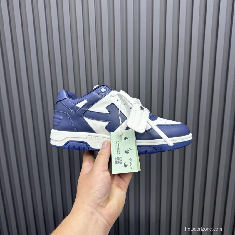 2025 Unisex Off-White Navy White Leather Sneakers MJ00320