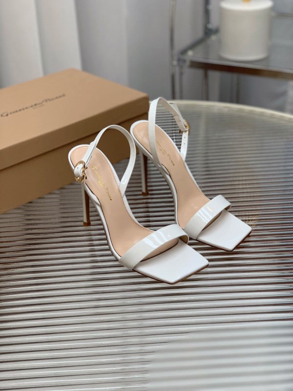 2025 Women Gianvito Rossi White Leather High Heel Slingback Sandals