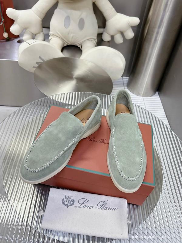 2025 Men LP Light Green Suede Loafers LY00260