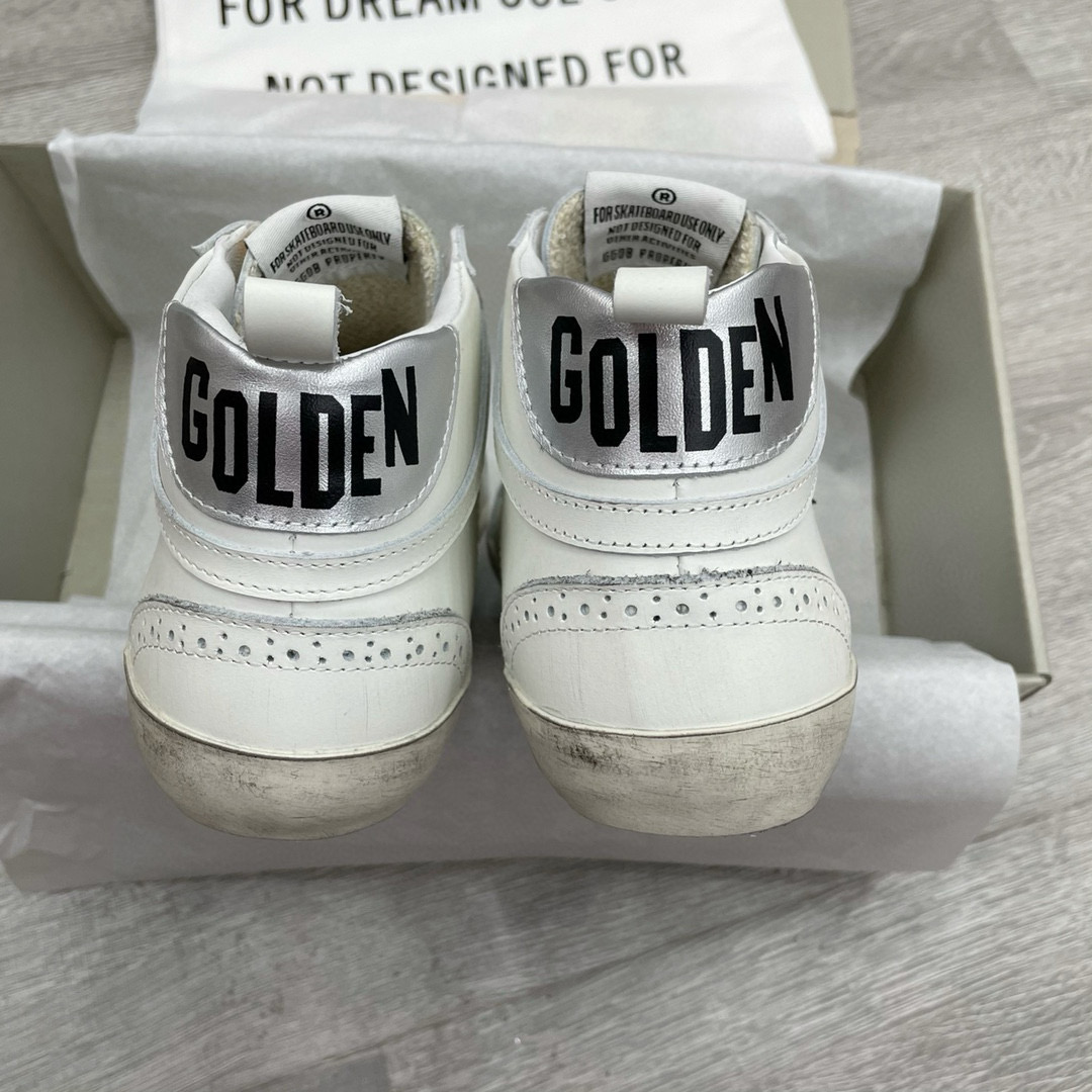 2024 Women GGDB White Black Leather Mid Star High Top Sneakers MJ00300