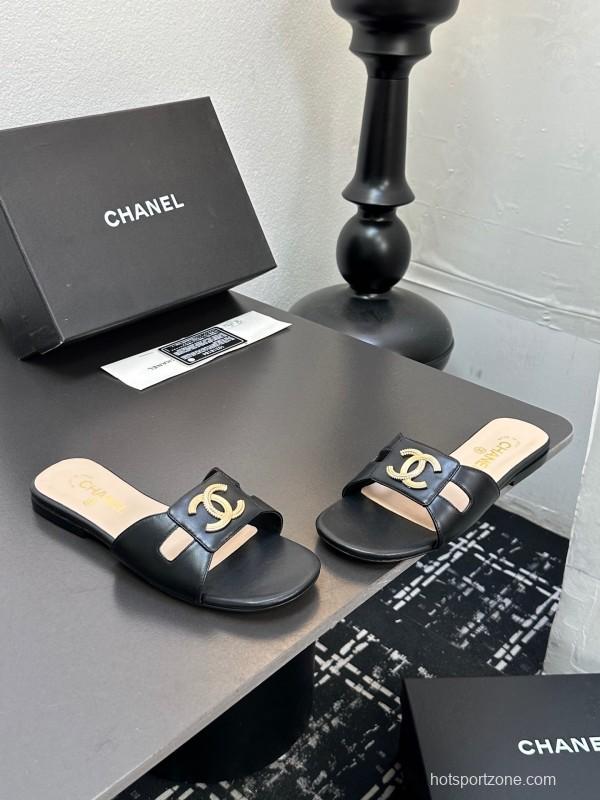 2025 Slippers Chanel Black Lambskin Slippers