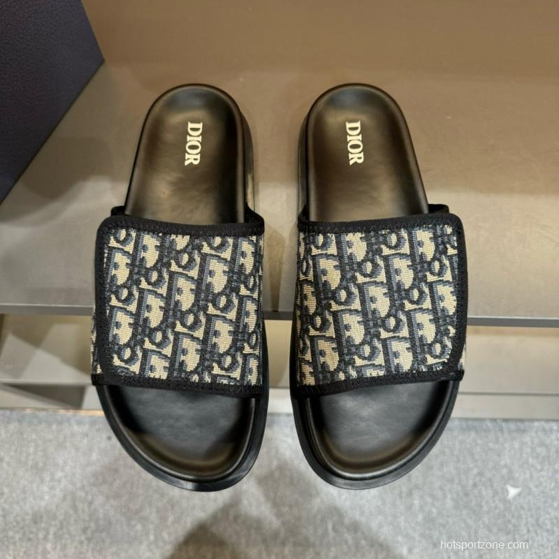 2024 Slippers Dior Black Canvas Slippers MJ00180