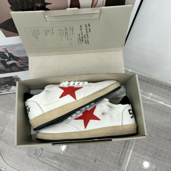 2024 Unisex GGDB White Red Leather Low Top Sneakers MJ00260