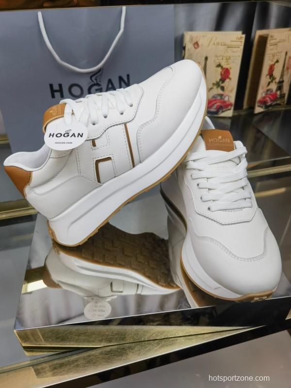 2025 Women HOGAN White Beige Leather Sneakers LY00360(F)