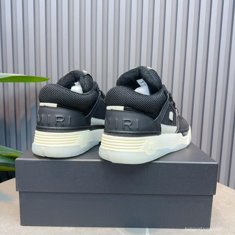 2024 Unisex Amiri Black Mesh Leather Sneakers MJ00360