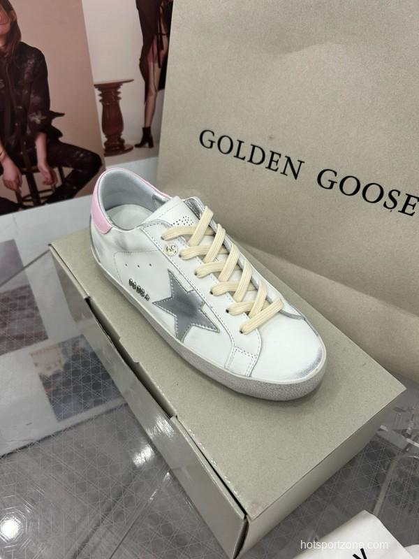 2025 Women GGDB White Pink Cowhide Leather Sneakers