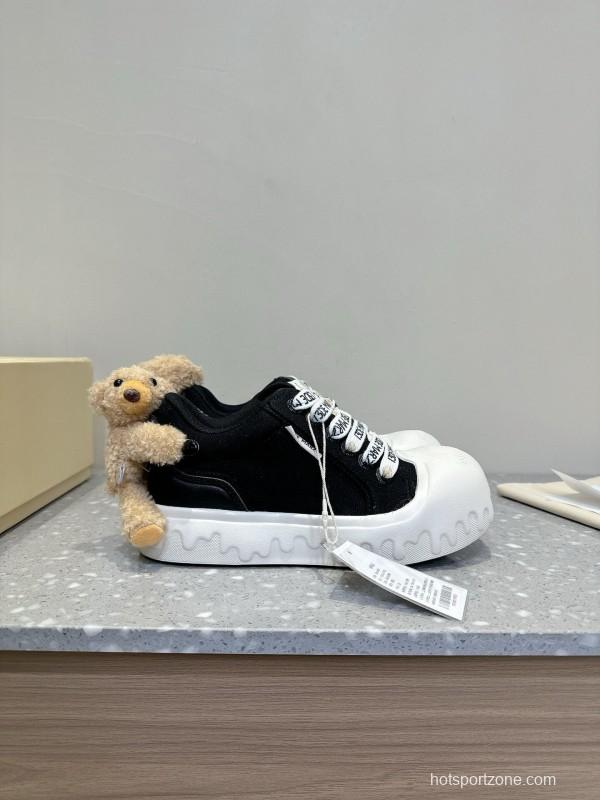 2025 Women 13DE MARZO Black Canvas Small Bear Toy Sneakers KFY00280