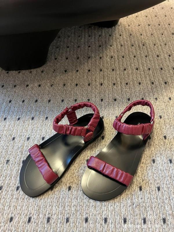 2025 Women The Row Burgundy Leather Sandals