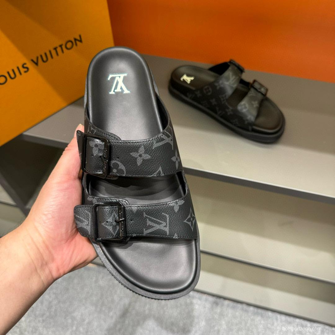 2024 Louis Vuitton Black Leather Slippers MJ00210