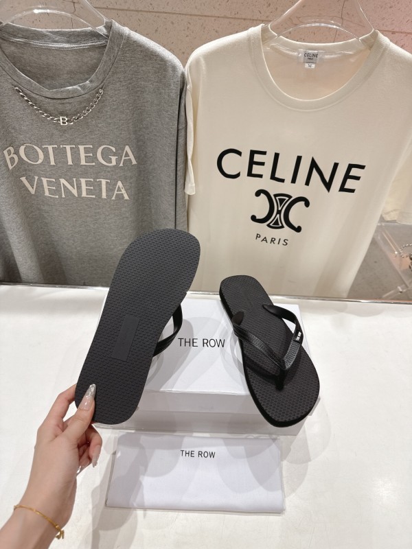 2025 Unisex The Row Black Rubber Flip Flop Minimalist Design Casual Beach Sandals KFY00160