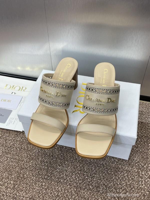 2025 Women Dior Beige Leather Slippers KFY00310