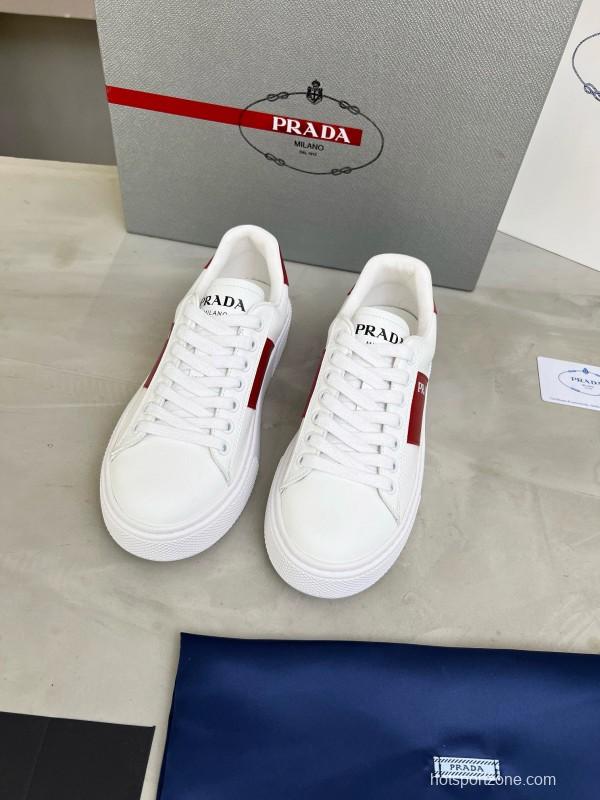 2024 Women Prada White Red Leather Sneakers MJ00310