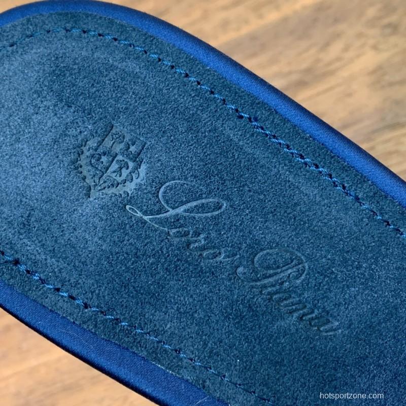 2025 Women Le Parmentier Navy Silk Sandals KFY00280