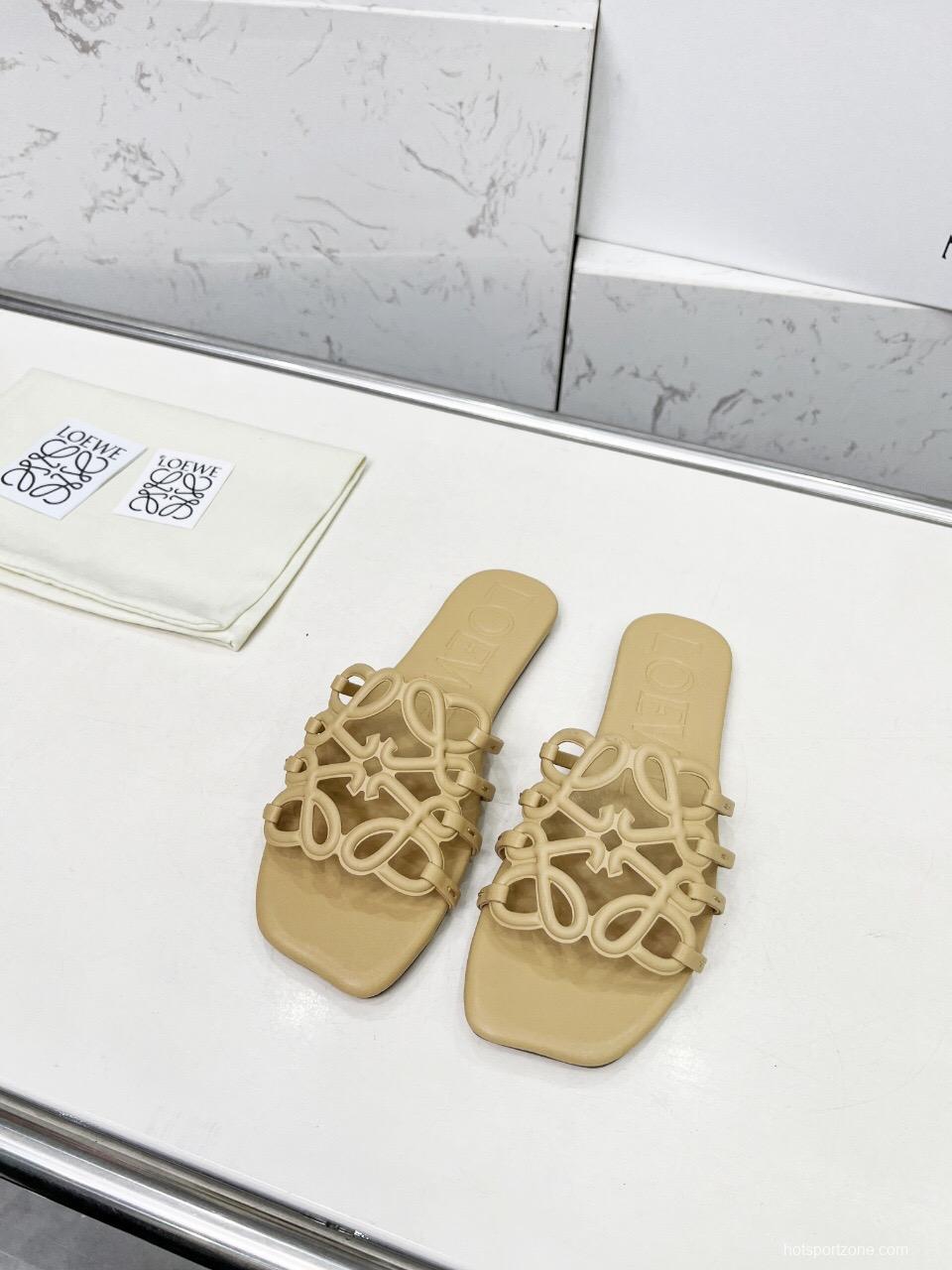 2025 Loewe Beige Leather Slippers