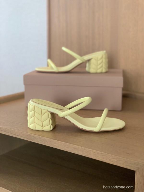 2025 Women Gianvito Rossi Yellow Leather Sandals
