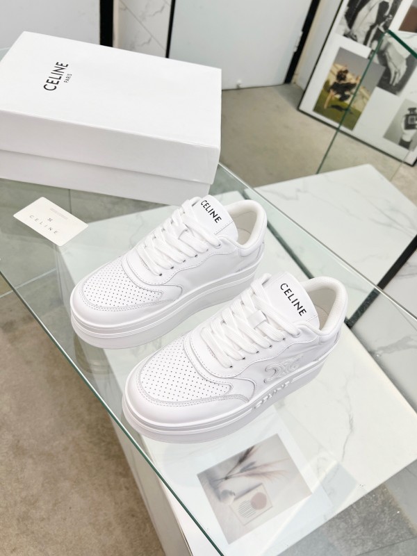 2025 Women CELINE White Leather Sneakers