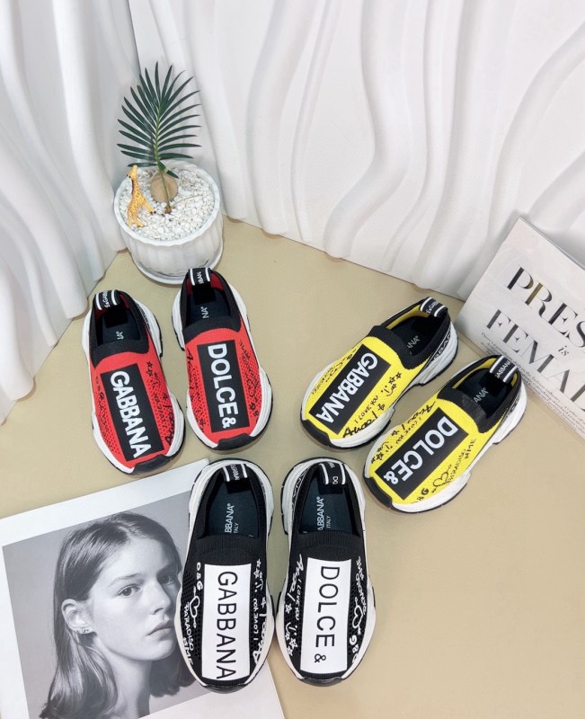 2024 Kids Dolce & Gabbana Red Black White Nylon Sneaker