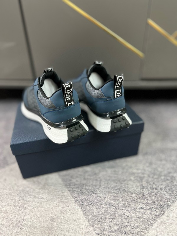 2024 Unisex Dior Blue Grey Leather Fabric Casual Shoes MJ00270