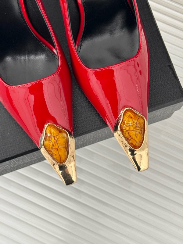2024 Women Yves Saint Laurent Red Patent Leather Pumps MJ00330