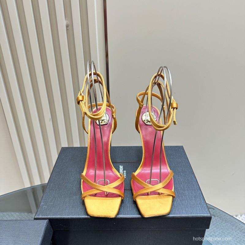 2025 Women Yves Saint Laurent Yellow Leather Sandals