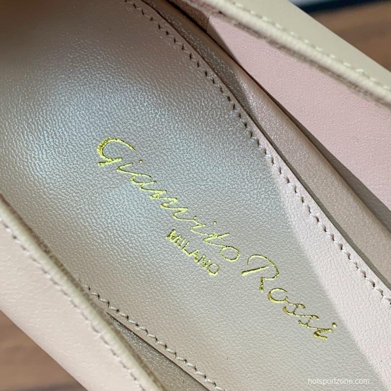 2025 Women Gianvito Rossi Cream Leather Pumps Buckle KFY00300