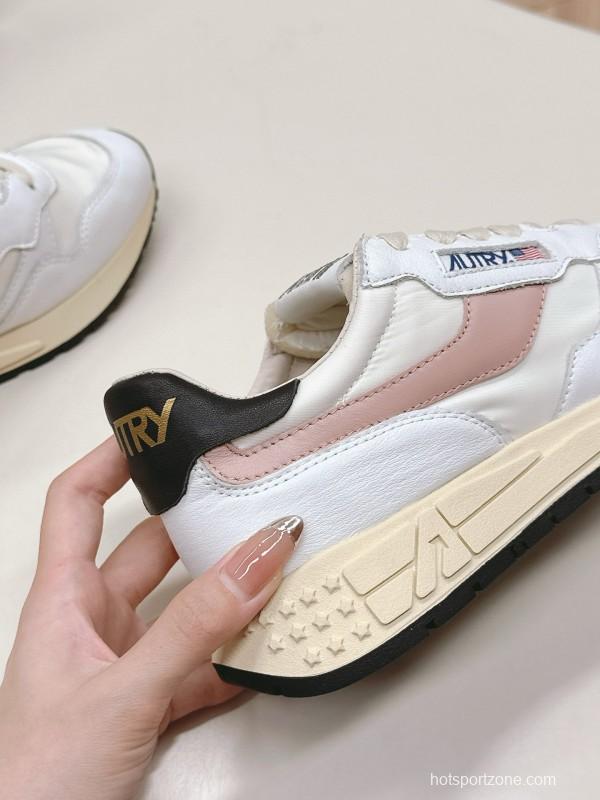 2024 Women Autry White Pink Beige Leather Mesh Casual Sneakers MJ00330