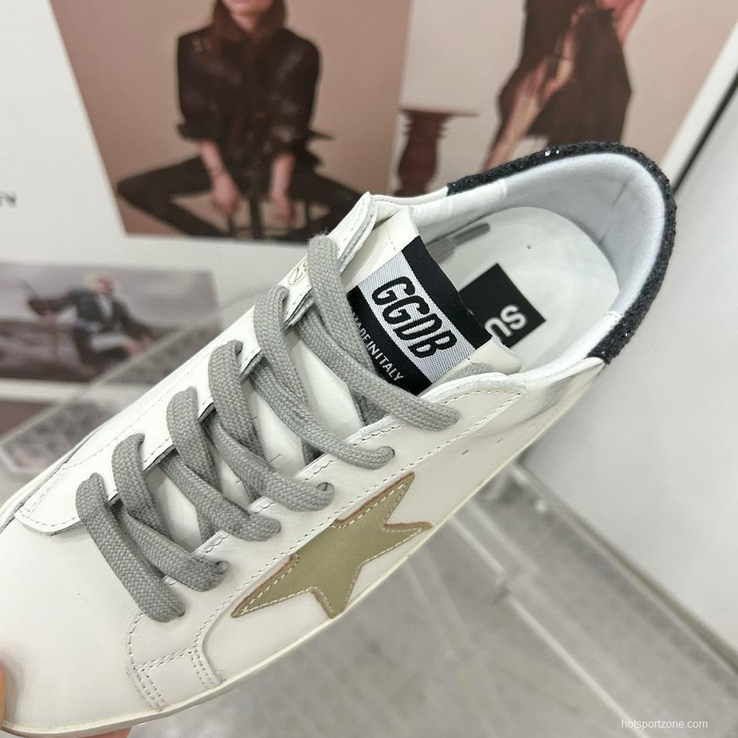 2025 Women GGDB White Gold Black Leather Sneakers