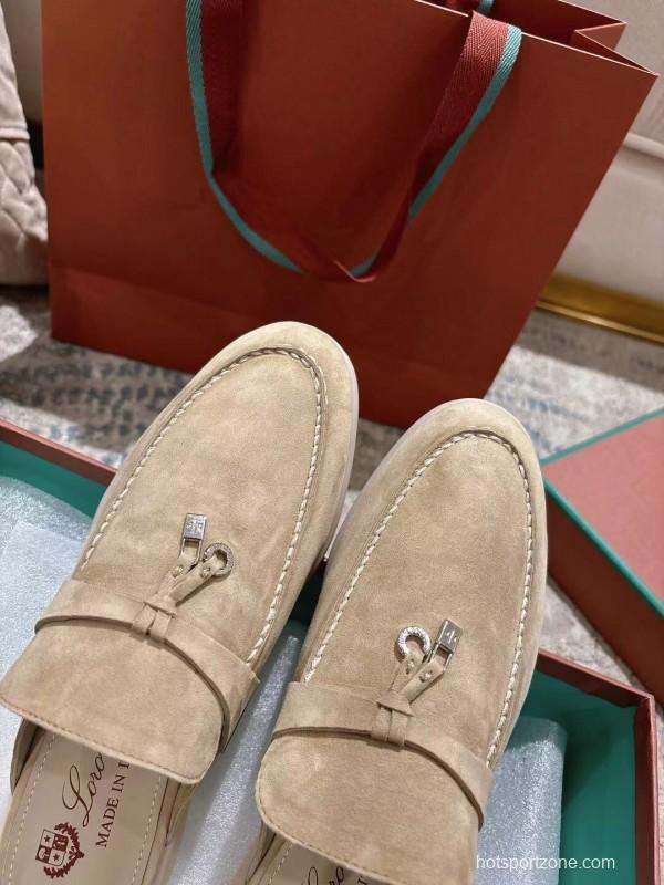 2025 Slippers Loro Piana Beige Suede Slippers