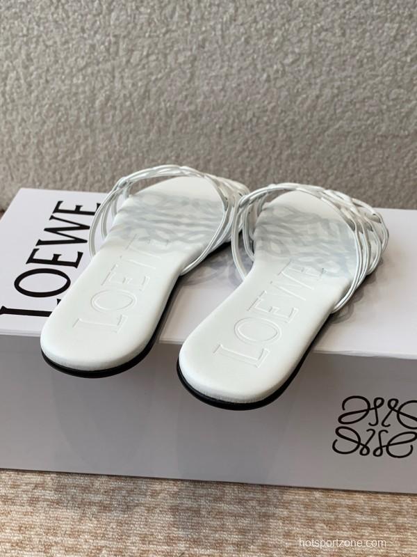 2025 Loewe White Leather Slippers