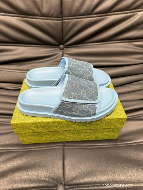2024 Gucci blue fabric slippers MJ00200
