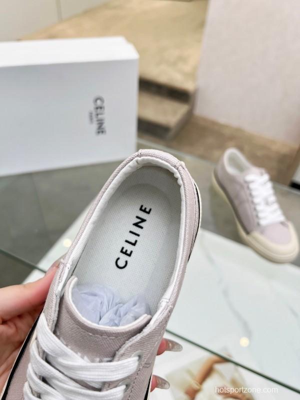 2025 Women Celine Light Grey Canvas Sneakers LY00210