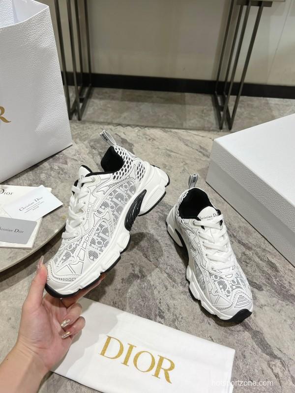 2025 Women Dior White Black Mesh Leather Sneakers