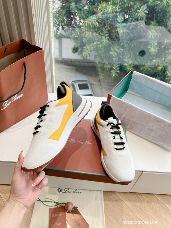 2024 Unisex Le Parmentier White Yellow Black Knit Sneakers Top Version MJ00340